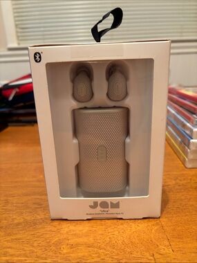 New Jam Wireless Earbud Headphones in Beige - Compact Charging Case Included
